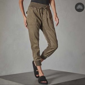 James Perse Army Green Mixed Media Joggers